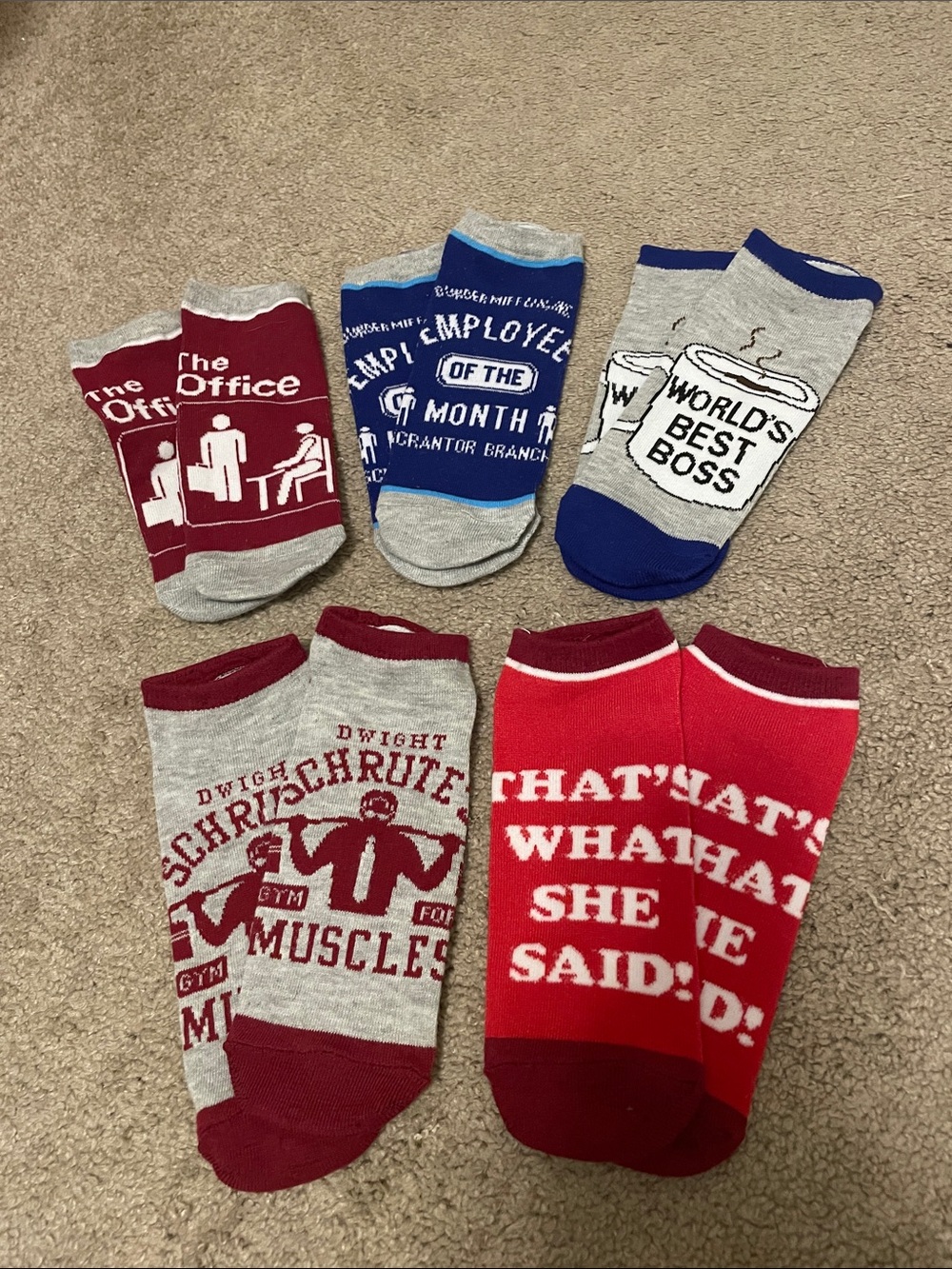 NWOT the Office Ankle Socks - Multi-Color (Set of 5)